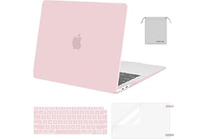 MOSISO Compatible with MacBook Air 13 inch Case 2022, 2021-2018 Release A2337 M1 A2179 A1932 Retina Display Touch ID, Plastic Hard Shell&Keyboard Cover&Screen Protector&Storage Bag, Rose Quartz