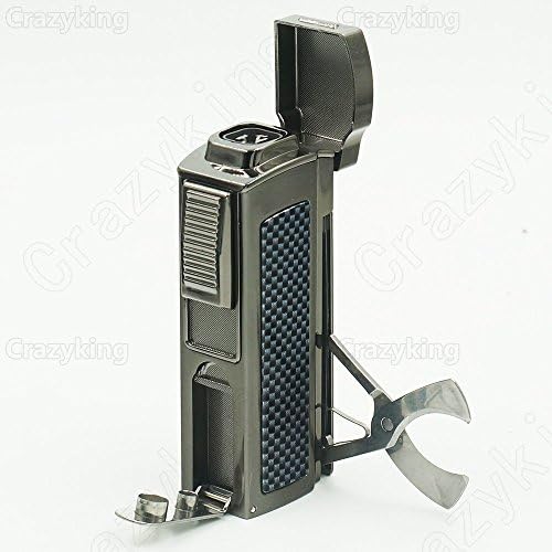 Henge Ltd Cohiba Carbon Fiber Metal 4 Torch Jet Flame Cigar Lighter + Cutter 2 Punch Smoking #421