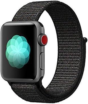Tentan Woven Nylon Strap Replacement Sport Loop Nylon Band for Apple Watch Band Series 3 Series 2 Series 1 All Versions (38MM Black)