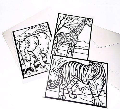 Color Yourself Animal Blank Greeting Cards Coloring Cards Set of 6