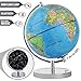 LED Light Up Globe with Bluetooth Speaker, Chrome Base and Detailed World Map - Constellations Glow at Night - Projects Star Lights on Ceiling as Nightlight - 12.5 x 9