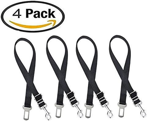 Dogs Cats Pet Carrier Seat Belt Adjustable Harness Seatbelt Tether for Car Travel Safety, Made from Durable Nylon Fabric and Metal Accessories, 4 Pack in