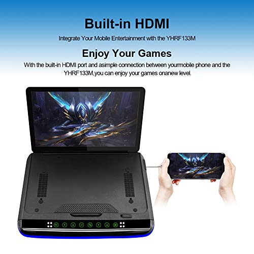 13.3 inch Car Overhead Monitor FHD Digital TFT Screen 1080P Video Car Overhead Player Roof Mounted Monitor HDMI Port White New Version