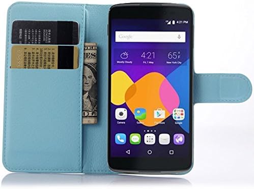 Idol 3 (5.5") Case - Demomm(tm) Flip / Folio Pu Leather Case Wallet Cover for Alcatel Onetouch Idol 3 (5.5 Inch) (Blue)