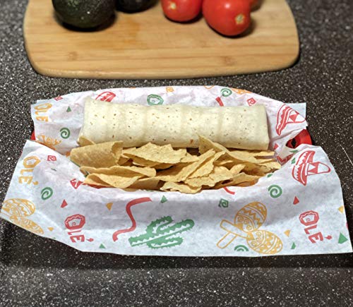 Fiesta Style Deli Sheets - 12x12 Deli Paper Sheets 200 ct - Great for Nachos, Tacos, Burritos or any Fun Food. Use these Large Deli Sheets to wrap your Favorite Foods or line Food Baskets. - Thumbnail 4