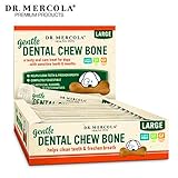 Dr. Mercola Gentle Dental Chew Bones - 12 Pack - Large Dogs 25 lbs and Up - Helps Clean Teeth and Freshen Breath - A Completely Digestible Tasty Oral Care Treat for Older Dogs