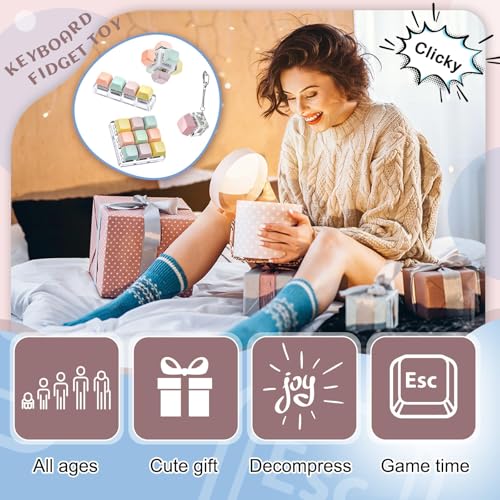ORCHID M®4 Pcs Decompression Toys Keyboard Clicker Toy Keyboard Cube Toy Mechanical Key Toy Keyboard Button Stress Relief for Adult Gifts to Relief Pass Time