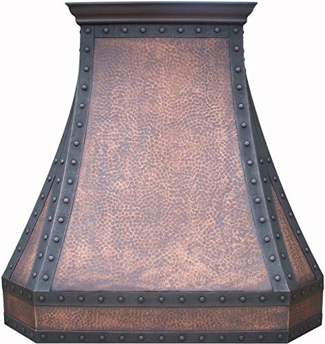 Sinda Copper Range Hood with High Airflow Centrifugal Blower, Includes SUS 304 Liner and Baffle Filter, High CFM Vent Motor, Wall/Island/Ceiling Mount, Width 30,36,42,48 in (W30"xH36" Wall)