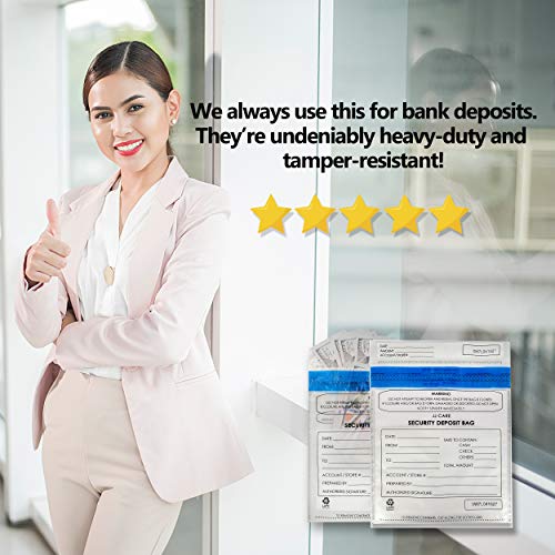 image for JJ CARE [Upgraded] Security Deposit Bag 9x12 inches with Back Pocket -