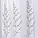 DWCN White Sheer Curtains Floral Embroidered Faux Linen Voile Window Rod Pocket Curtain for Bedroom Set of 2 Panels,52x63 inches Long