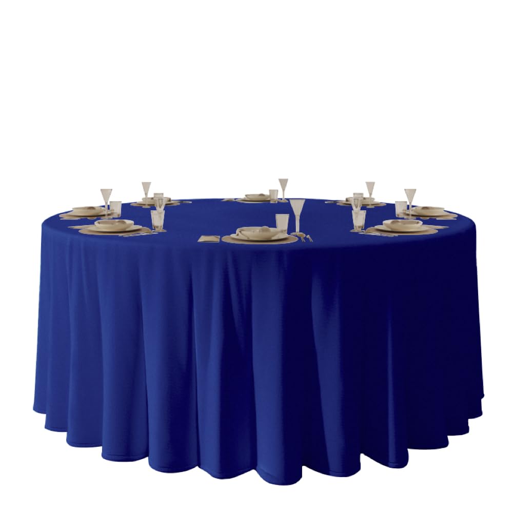 Urby 120'' Royal Blue Round Tablecloth for 5-6ft Round Folding Table That Seats 6-8 Guests, Mantel Redondo Para Mesa De 6 Sillas, Ideal for Party, Wedding, Banquet and Events.