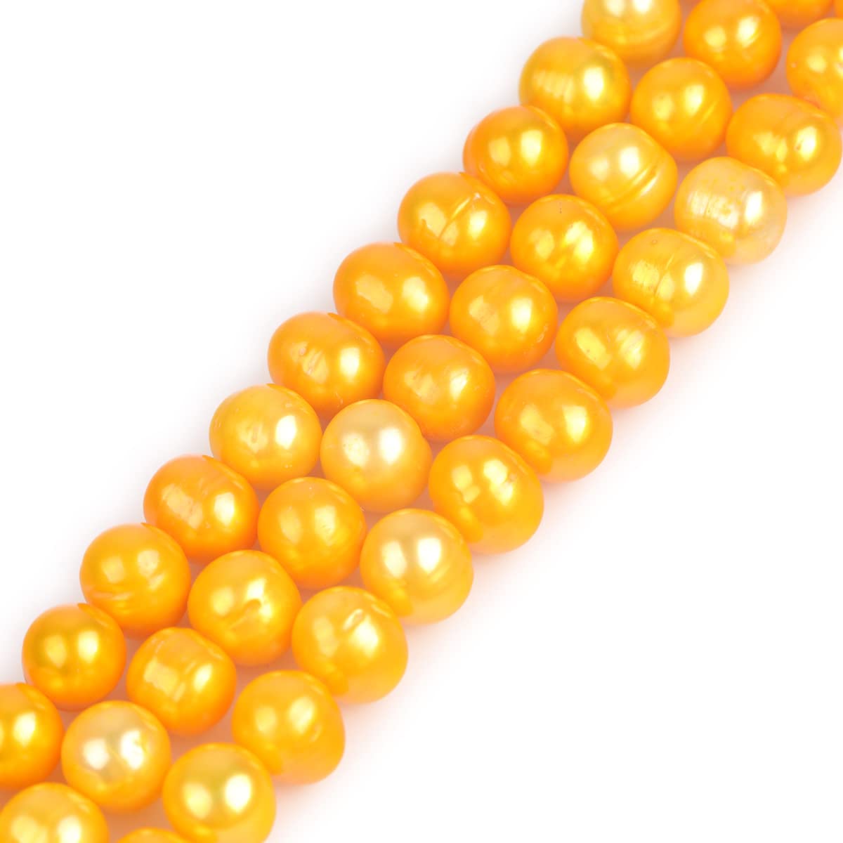 Sweet & Happy Girl's Store 10-11mm Yellow Color Freshwater Pearl Dyed Beads Strand 15 Inch Jewellery Making Dyed Beads