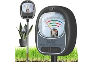 AiGerdinn 4-in-1 Soil Test Kit, Soil Moisture Meter/Light/Fertility/Soil pH Meter for Gardening, No Need Battery Soil Plant Hygrometer Soil Tester for Indoor&Outdoor Garden,Farm,Lawn -MatteBlack