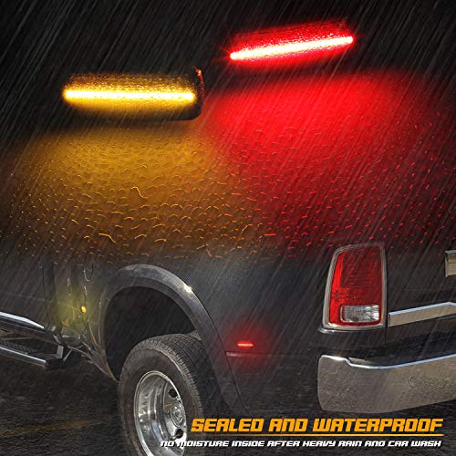 RUXIFEY Sequential LED Side Marker Lights Smoked Front Rear Sidemarkers Compatible with Dodge Ram 2500 3500 2010-2018