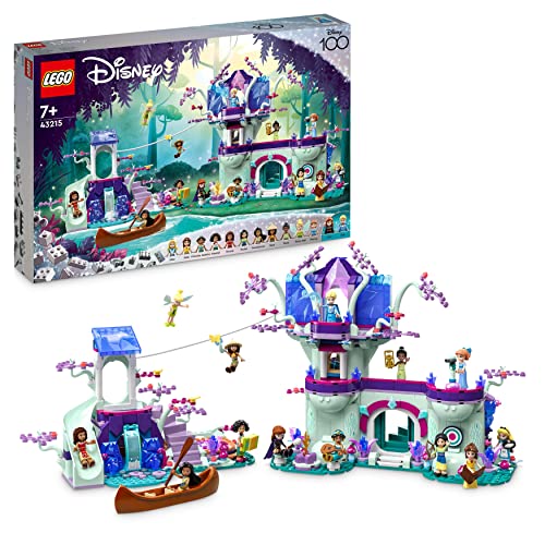LEGO 43215 Disney Das verzauberte Baumhaus Set mit 13 Mini-Puppen, darunter Prinzessin Jasmine, ELSA und Anna, Belle, Geschenk Spielzeug für Kinder, Mädchen, Jungen ab 7 Jahren, 100 Jahre Disney