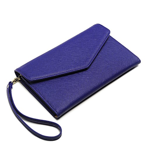 Krosslon Rfid Passport Holder Wristlet Travel Wallet Trifold Documents Organizer Slim Purse, Fit US UK CA Passport Cover Best Traveling Accessories for Women, Indigo Blue(202#) - Thumbnail 3