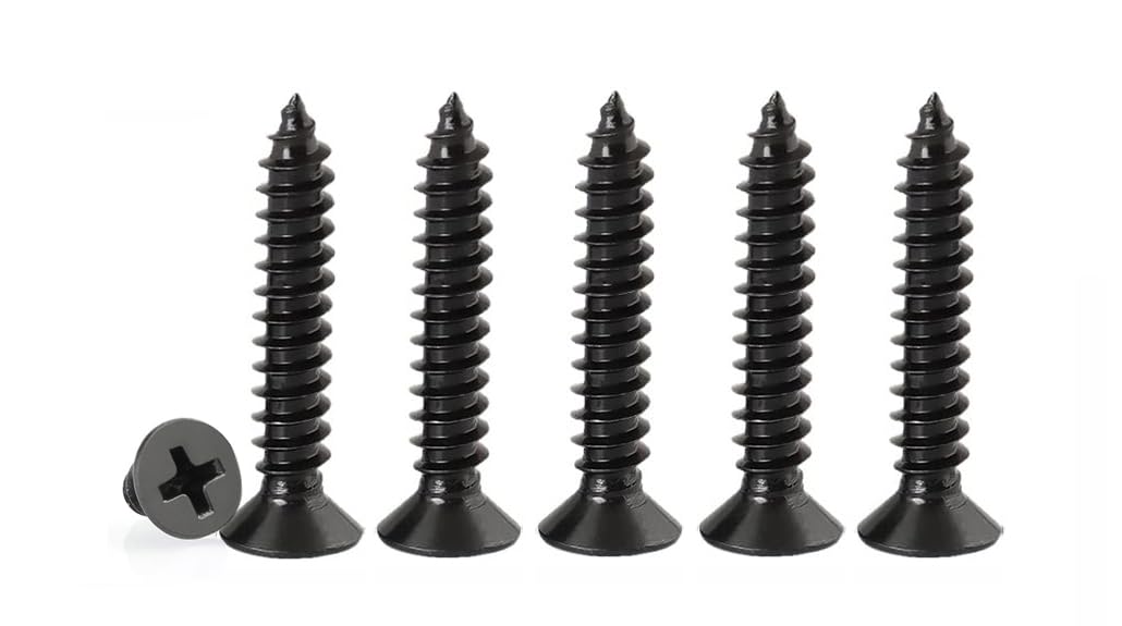 M4 Phillips Flat Head Self Tapping Screws,100 pcs Black M4 x25mm Carbon Steel Wood Screws DIY Woodworking Screws with Box (M4 X 25mm 100 PCS)