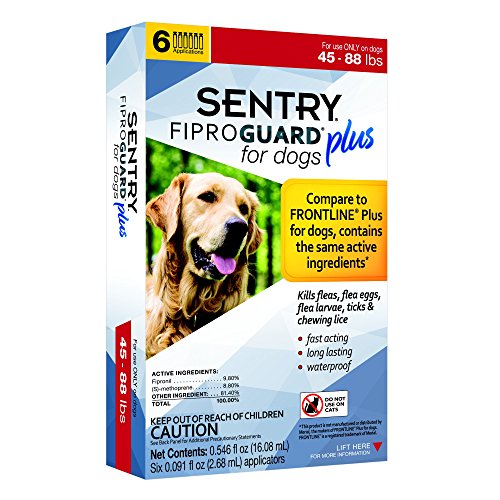 Sentry FIPROGUARD PLUS for Dogs & Puppies 45-88 lbs. Topical Flea & Tick Treatment, 6 Month Supply