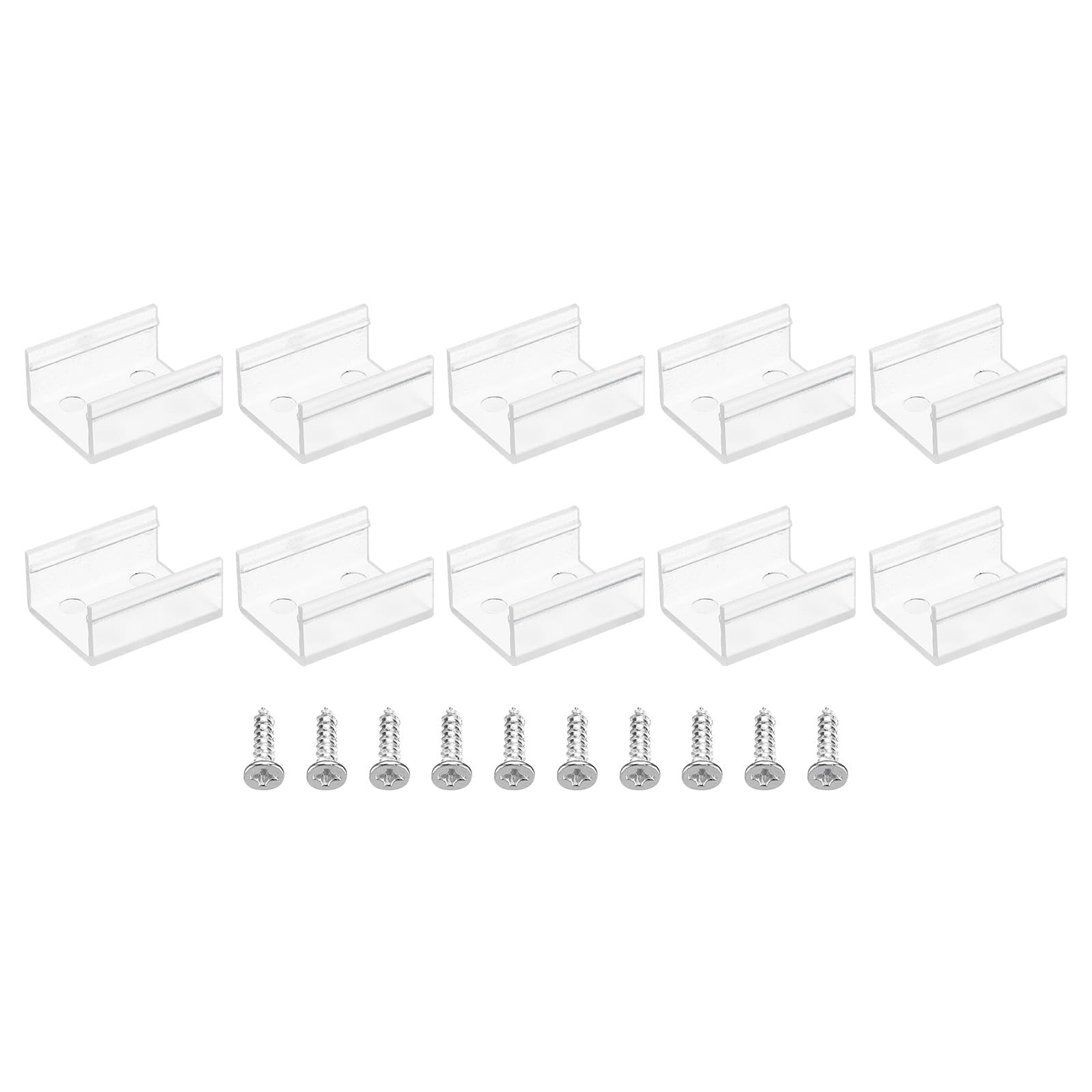 TOP-VIGOR 30Pcs LED Strip Light Clips, Waterproof Mounting Bracket Fixing Clips Plastic Clamp Holders with Screws, Lights Install Fixing Clips Clamp for 10mm Light Cable Ribbon, Translucent