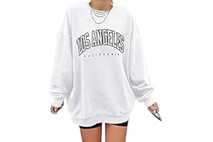 Langwyqu Women's Oversized Sweatshirt Los Angeles California Crewneck Long Sleeve Casual Loose Pullover Tops