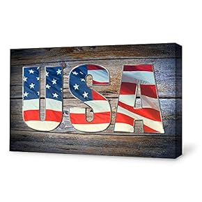 USA Flag Painting Wall Poster Decor for Living Room Framed