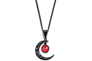 Goth Jewelry Gothic Moon Necklace Black Moon Crystal Necklace Punk Pendant Necklaces Hallowen Costume Jewelry