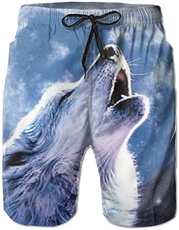 Men's Moon Wolf Galaxy Board Shorts Swim Trunks Beach Shorts Beachwear