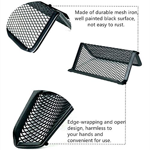 Xin store Metal Mesh Business Card Holder Organizer for Desk Office, Black (Pack of 8)