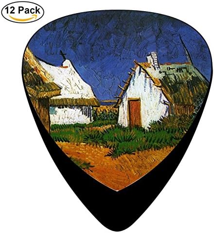 Vincent Van Gogh House Guitar Pick 12 Player Pack Celluloid Medium Paddles Plectrums 0.46mm/ 0.71mm/ 0.96mm Guitar Instruments Bass for Guitarist Players