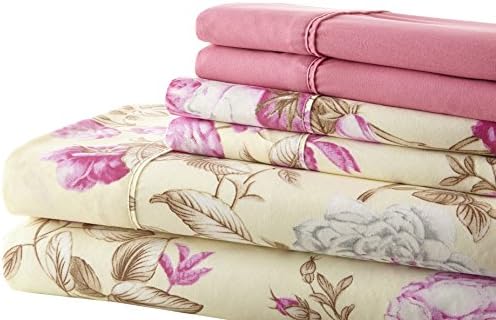 Spirit Linen Hotel 5th Ave Palazzo Home Luxurious Printed Sheet Set, Pink Floral, Twin, 6-Piece