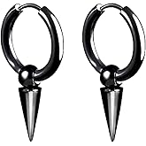 WUWEIJIAJIA Personalized Punk Spike Dangle Drop Hoop Earrings for Women Men Stainless Steel Hoops Cuff Cartilage Tragus Helix Wrap Geometric Earrings
