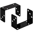 Half Post Base, 2 Pcs Half Post Anchor Fit 6 x 6 Post Anchor Connector, Black Half Post Mounting Brackets Support for Deck Railing Support Anchor Post Plate, 5.55x2.36x3.93 Inch