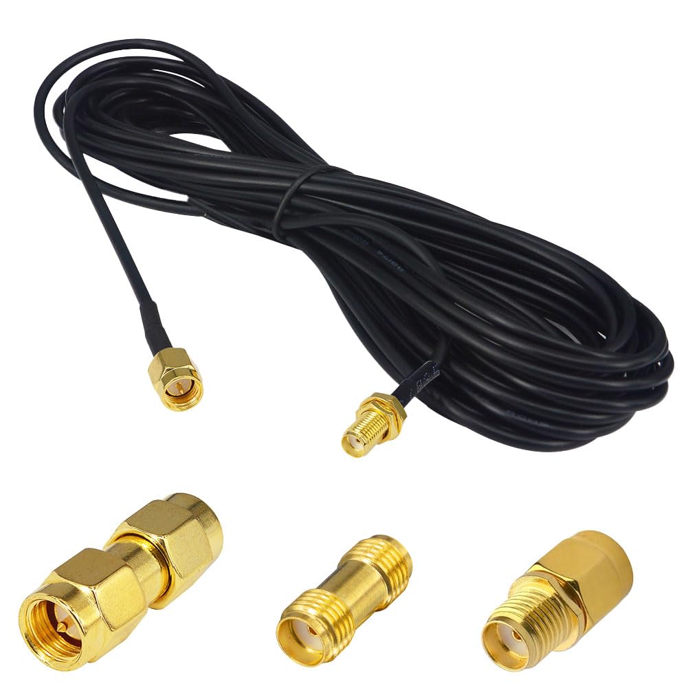 YILIANDUO SMA Coax Cable Male to Female WiFi Antenna Extension Cable RG174 5M + 3 Piece SMA Antenna Adapters Male Female Set for Router/ 4G LTE/ 5G Modem/WiFi Antennas