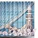 ABxinyoule Lighthouse Shower Curtain Shell Conch Nautical Blue Fabric