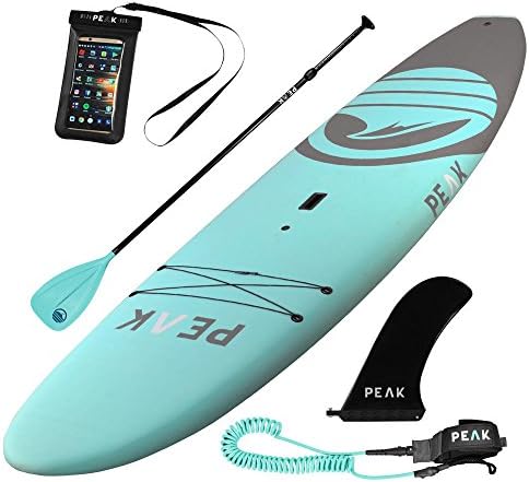 Peak Escape Stand Up Paddle Board | Rigid Hard Soft Top SUP Package | 32" Wide x 4.5" Thick | 250 lb Capacity | Includes Paddle, Leash, Center Fin