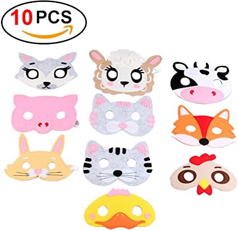 Yibaoo 10 Pieces Forest Friends Felt Animal Mask for Birthday Party Favors Dress-Up Cosplay,Party Supplies