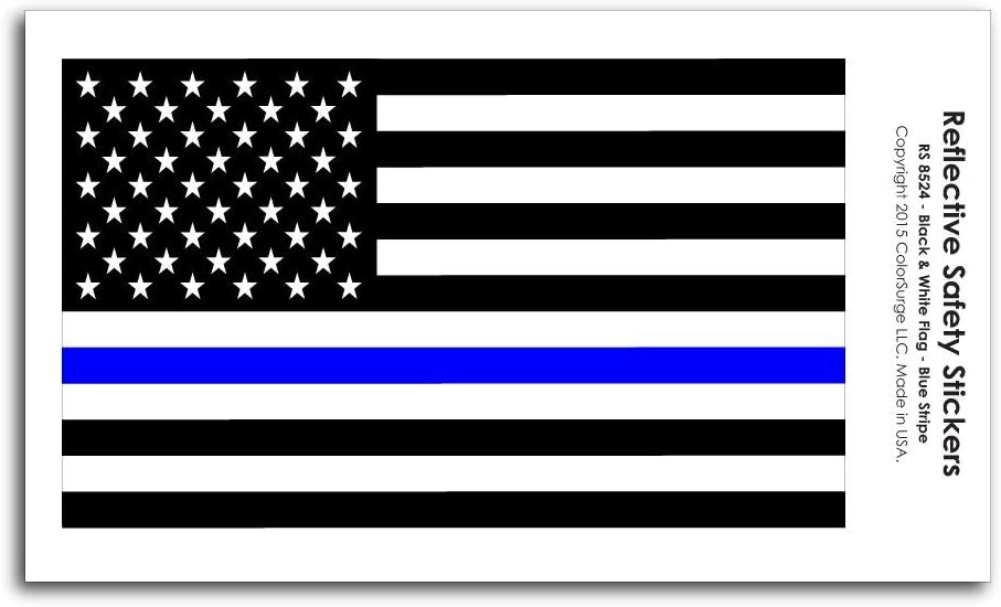 COOLHUBCAPS Large Thin Blue Line Reflective Decal (Police Department)