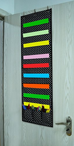 Godery Hanging File Folder Holder Organizer, Cascading Fabric Organizer, Door & Wall Filing Organizer, Perfect to Home School Office Classroom Use ... (Black)