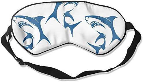 GUOFULIN Sleeping Eye Mask Blue Shark In White Pattern Silk Adjustable Eyeshade Silk Mask Shade