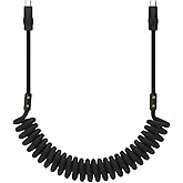 chubbycable Curly Chubby 240W Coiled USB C Cable Retractable Fast Charging Cable for Car Charger Cord Compatible with iPhone 17-15 Series, Black, Type-C to Type-C, 2.29FT-3.6FT