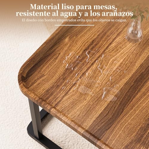 SIMPLE HOGAR Mesa de Centro para Sala, Mesa Auxiliar Cuadrada de 2 Piezas - Mesa Auxiliar pequeña para Sala de Estar Mesa de Centro Moderna Adecuada para Salas de Estar, Oficina(Color Vintage)