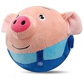 Interactive Dog Toys, Active Moving Pet Plush Toy, 2026 Upgraded Rechargeable Squeaky Dog Ball Toy with Recording Sound, Washable Cartoon Pig Plush Toy for Dogs Puppies (Blue)
