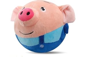 GENERIC Interactive Dog Toys, Active Moving Pet Plush Toy, 2026 Upgraded Rechargeable Squeaky Dog Ball Toy with Recording Sound, Washable Cartoon Pig Plush Toy for Dogs Puppies (Blue)