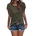 Pengy Clearance!!! Women Sexy Tassel Short Sleeve Top Summer Loose Blouse Shirt (XL, Army Green)