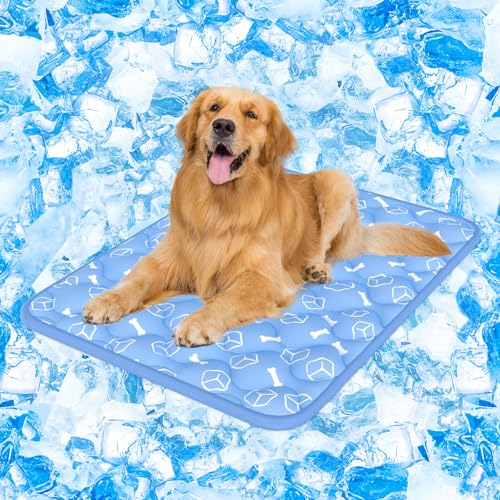 Rywell Tapete Enfriamiento para Perros, 110 * 80 CM Alfombra de Refrescante para Perros Grandes, Antideslizante y Lavable Cooling Dog Mat para Verano con Cambio de Color Endotérmico, Certificado Oeko
