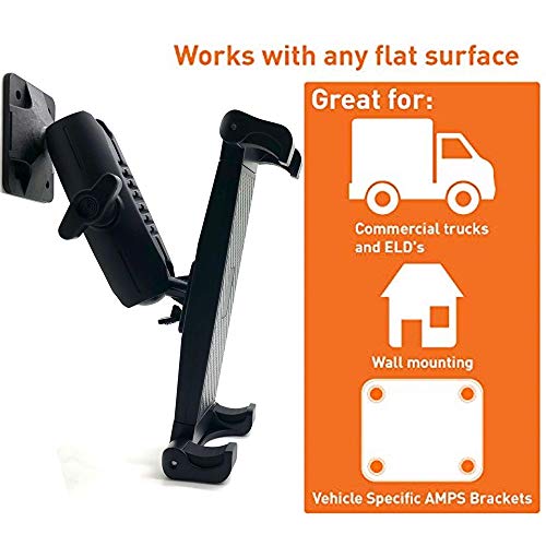 Heavy Duty Smartphone Tablet GPS AMPS Drill Base Dash ELD Mount for iPad Pro 12.9 Air Mini Galaxy Tab & GPS for Car Commercial Vehicle Van Semi Truck Fleet Limo (Holder fit iPhone 14 13 12 11 S23 S22)