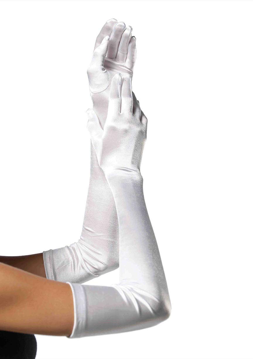 Leg Avenue 16B22002 16B-Extra Long Satin Gloves, White, One Size (UK 6-12)
