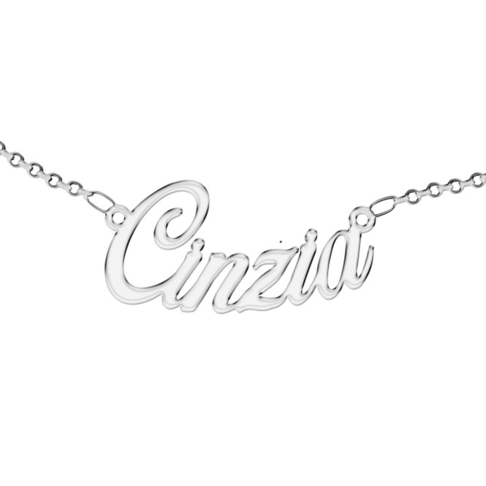 Personalized Necklace, for Woman, with Name. Wear Your Name. Stainless Steel and Hypoallergenic. Silver colour. Designed in Italy. (Cinzia)