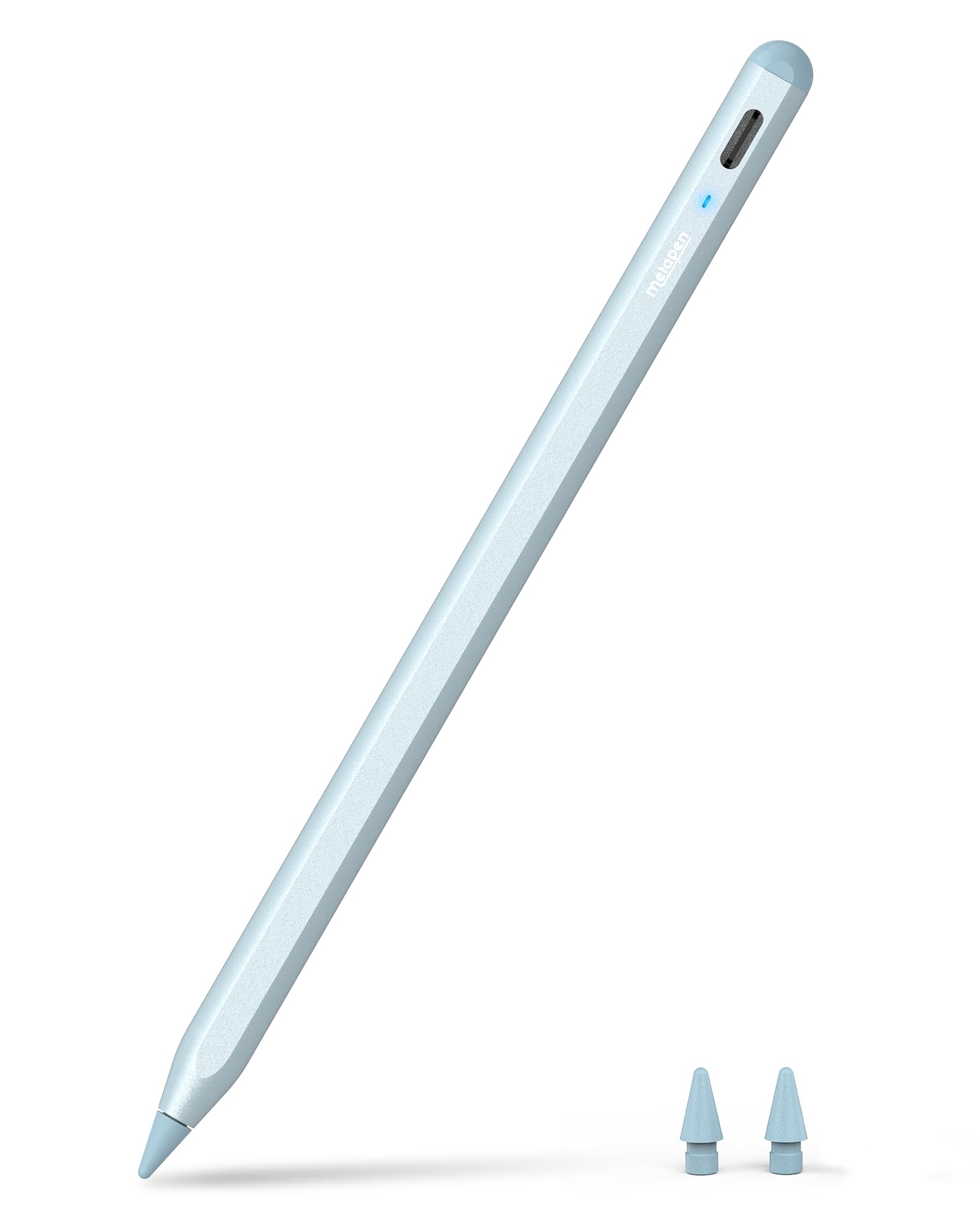 Metapen Pencil A8 for iPad 2018-2026, (2X Faster Charge), Pixel Precision, Tilt Sensitive Stylus Pen Compatible Apple iPad 11/10/9/8/7/6th Gen, Pro 12.9/11/13 Inch M4, Air 3/4/5/M2/M3, Mini5/6, Blue — image 1