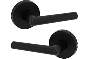 Kwikset Milan Interior Passage Door Handle, Lever For Closet and Hallway Doors, Reversible Non-Locking Handle Lever, Matte Black